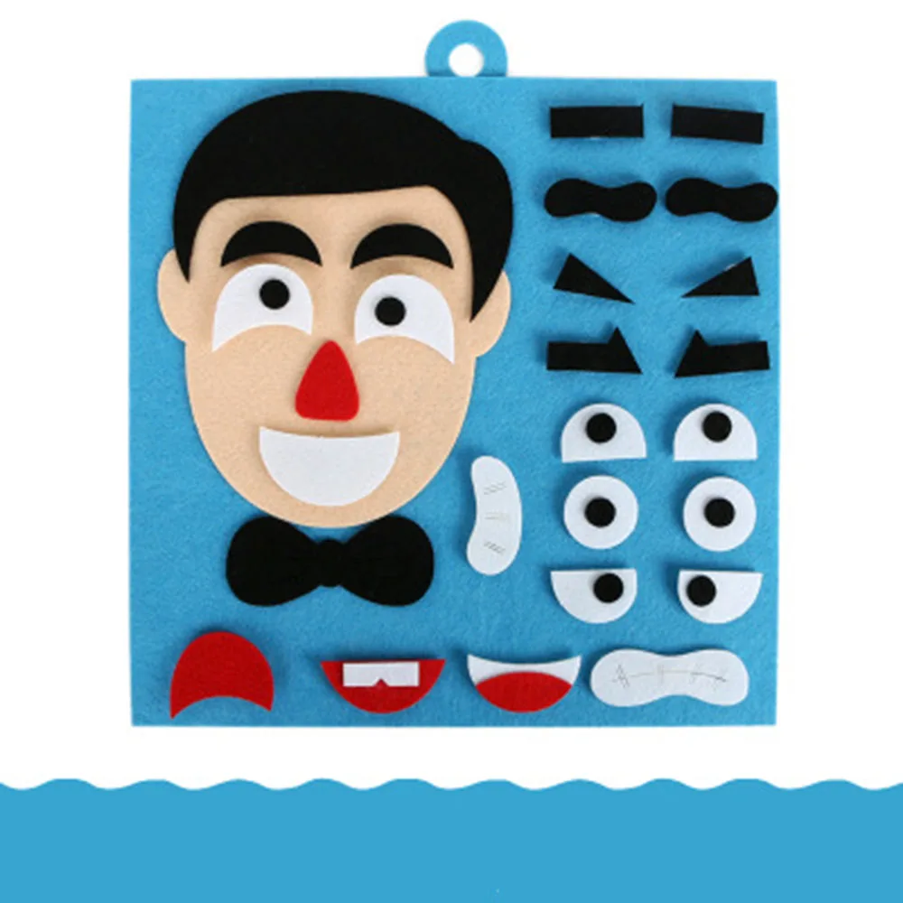 1Set Children's Day Decoration Kids Toy Cartoon Pattern DIY Emotion Change Puzzle Facial Expression Learning Toys for Children | Дом и сад