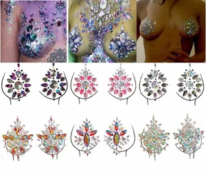 Наклейка временная татуировка на грудь, фотоальбом, драгоценные камни, праздничная наклейка для макияжа