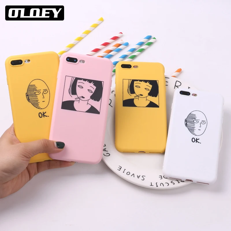 Для iPhone 12 Mini 11 Pro Max 6S 5 8 8Plus X 7 7Plus XS Мягкий ТПУ силиконовый матовый чехол для Аниме One