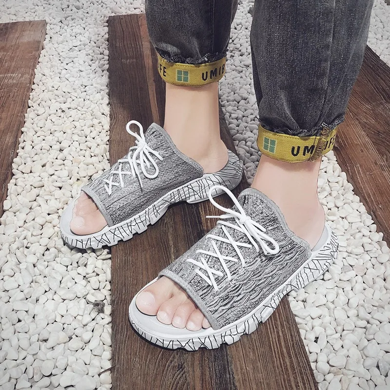 Vietnamese slippers fashion wear new 2019 summer fly woven fish-scale flip-flops men's slip-resistant trend beach shoes | Обувь