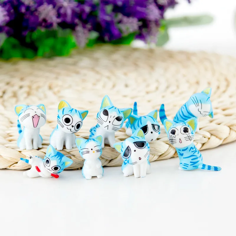 9 шт. Kawaii Cheese Cat миниатюрная Статуэтка Фея миниатюрные фигурки японского аниме