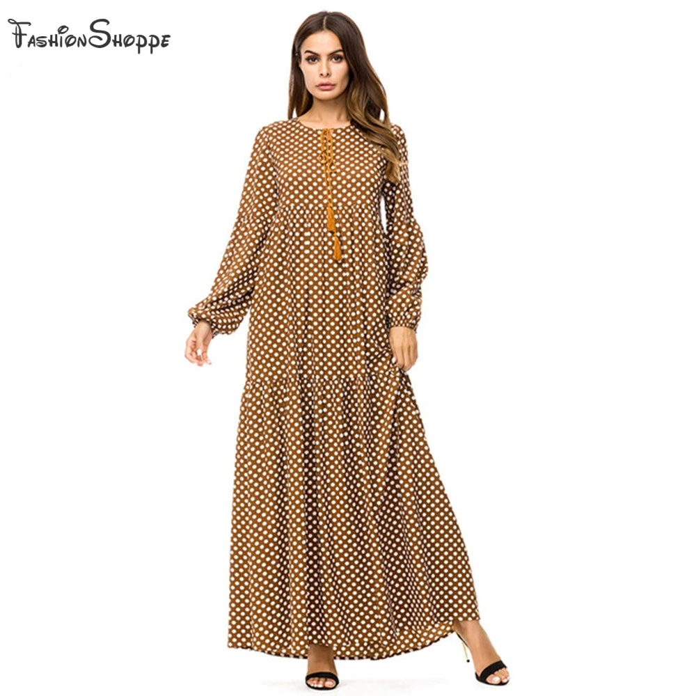2018 плюс размер 4XL мусульманские платья модное женское платье с длинным рукавом в