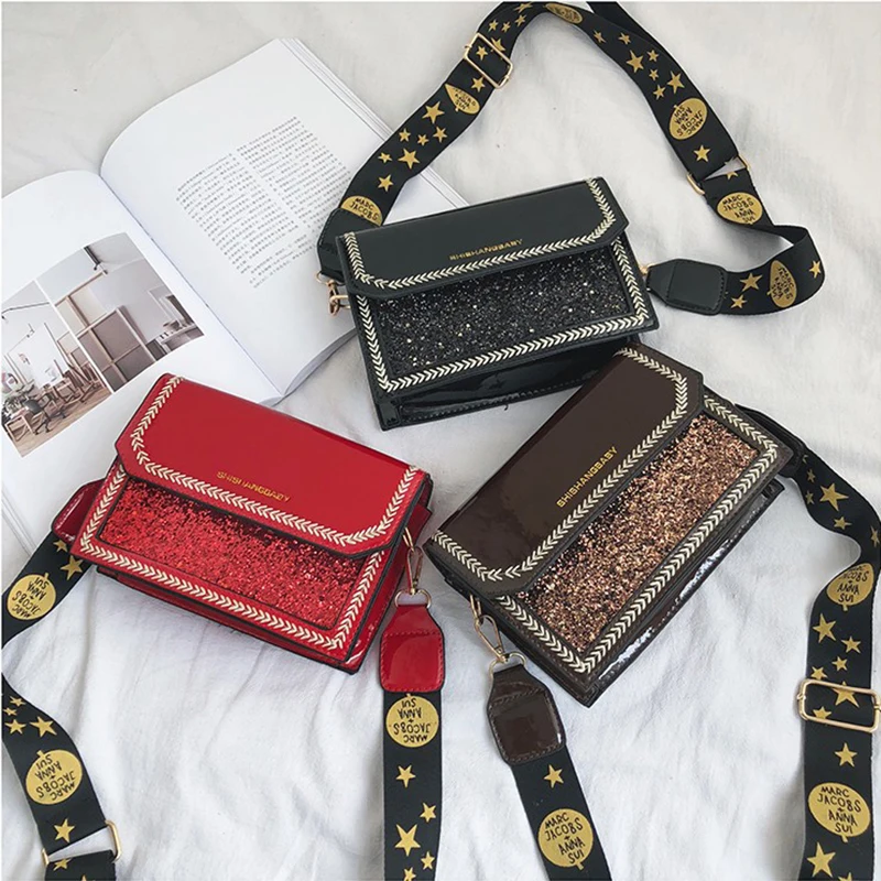 Youda New Broadband Crossbody Bag Female Korean Style All-matching Shoulder Bags Fashion Casual Women Sequin Simple Tote | Багаж и сумки