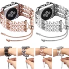 Новый браслет из бусин и жемчуга, ремешок для часов Apple Watch Series 5 4 2 3 7, женский браслет на запястье, ювелирные изделия, ремешок для часов 40 мм 44 мм 42 мм 38 мм