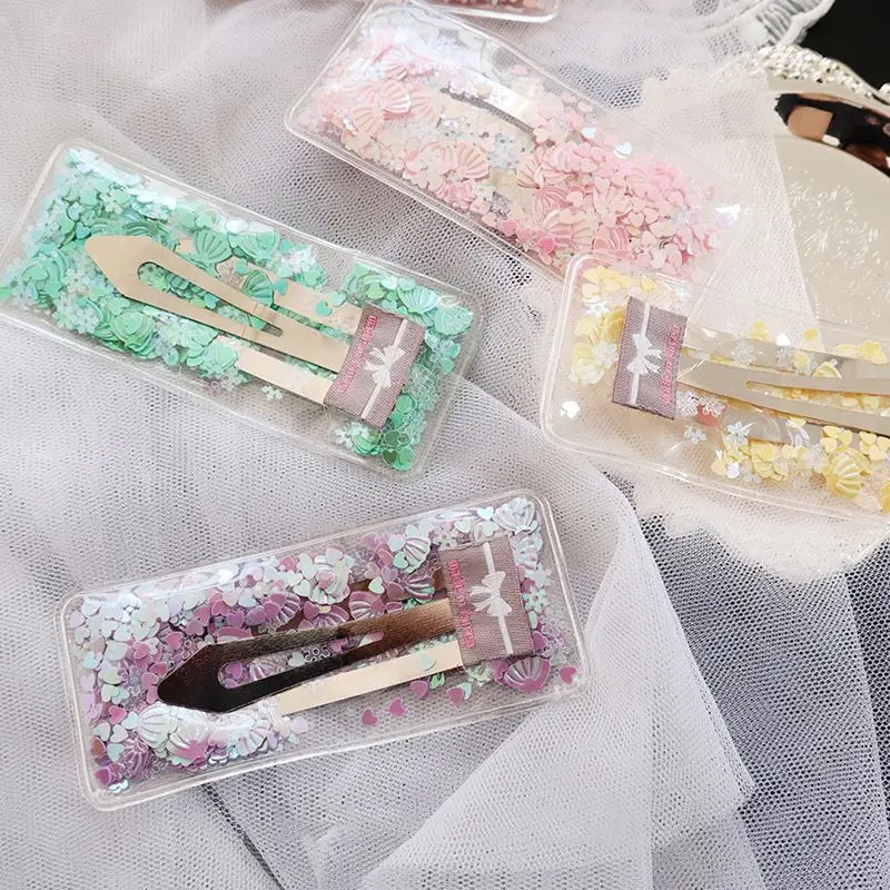

1 PC Dreamy Hairpins Shell Flower Sequin Transparent Resin Rectangle Hairclips Women Girls Barrettes Hairgrip Hair Accessories