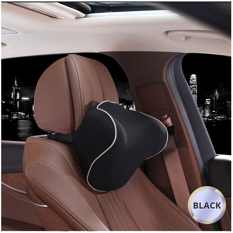 Black Neck Pillow Защитный подголовник подушка для шеи комфортное пространство памяти хлопок подкладка расслабить шеи мышцы подходят для большинства автомобилей - Цвет: Black Neck Pillow