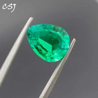 csj lab created colombia emerald cce loose gemstone pear 1012mm for ring fine jewelry
