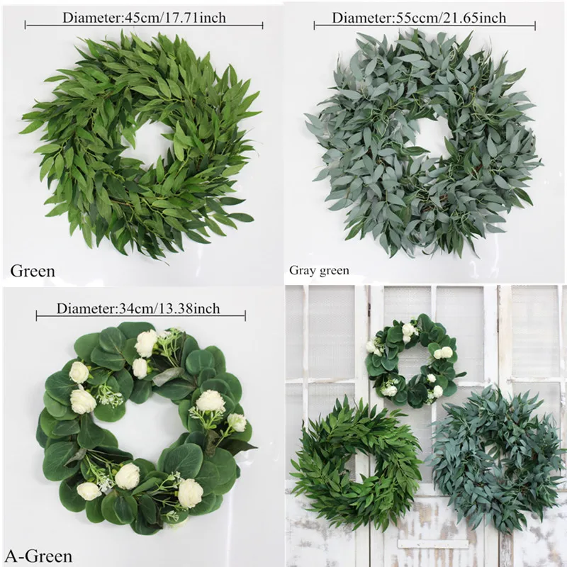 Зеленые искусственные цветы венок из листьев эвкалипта фотосессия - купить по