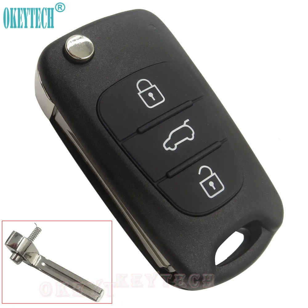 OkeyTech дистанционный флип кейс для ключей с 3 кнопками Hyundai Avante I30 IX35 Kia K2 K5 Sorento Sportage