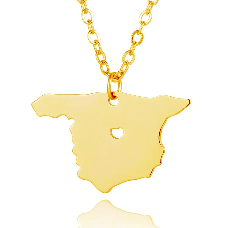 Ожерелье Semitree из нержавеющей стали с подвеской в виде карты Испании|Ожерелья