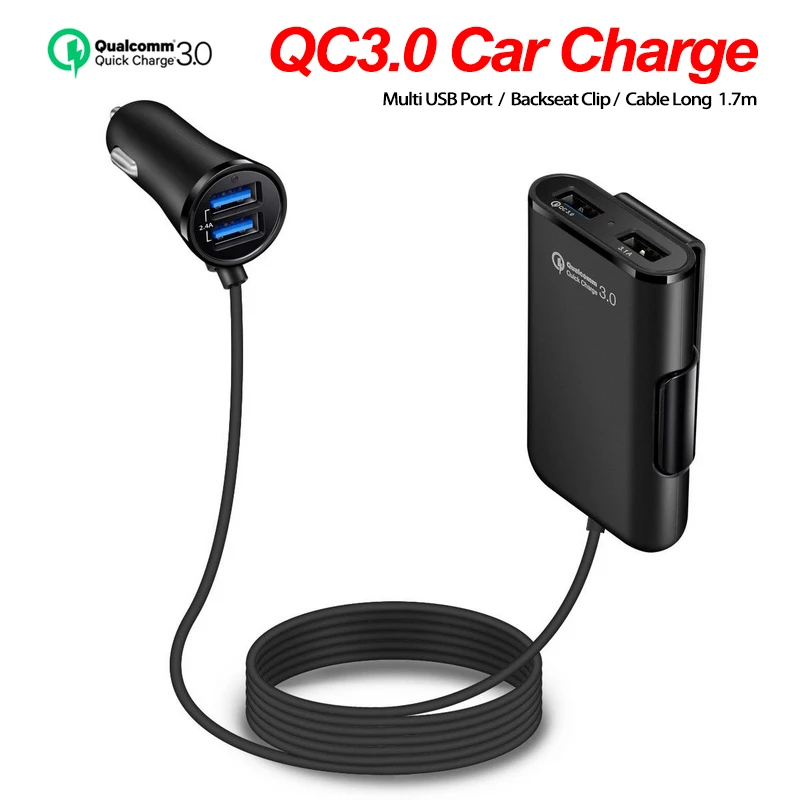 Powstro 3 0 Быстрая автомобильная зарядка + 2.4A 3.1A 4 USB части с удлинителем футов кабель