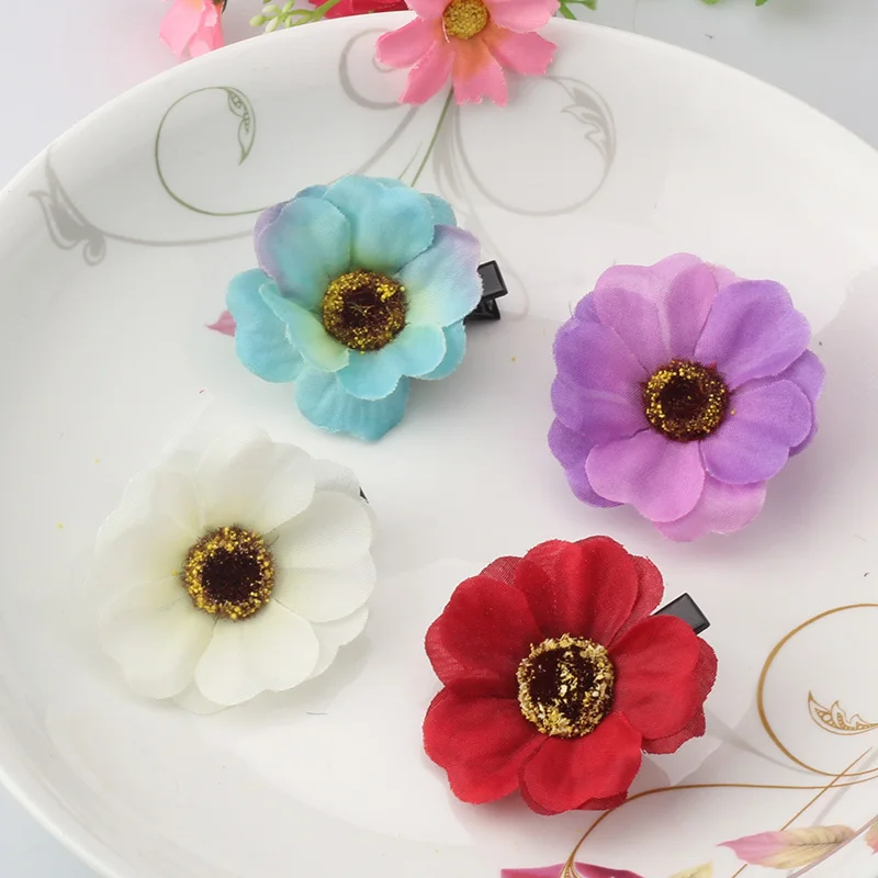Новинка тканевые заколки для волос с цветами девочек Детские красивые зажимы