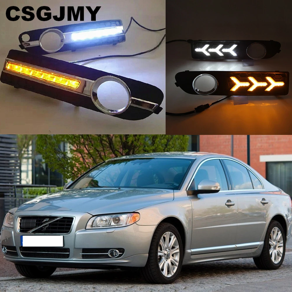 CSGJMY 2 шт. Светодиодный дневной светильник для Volvo S80 2009 2010 2011 2012 2013 светодиодный DRL с