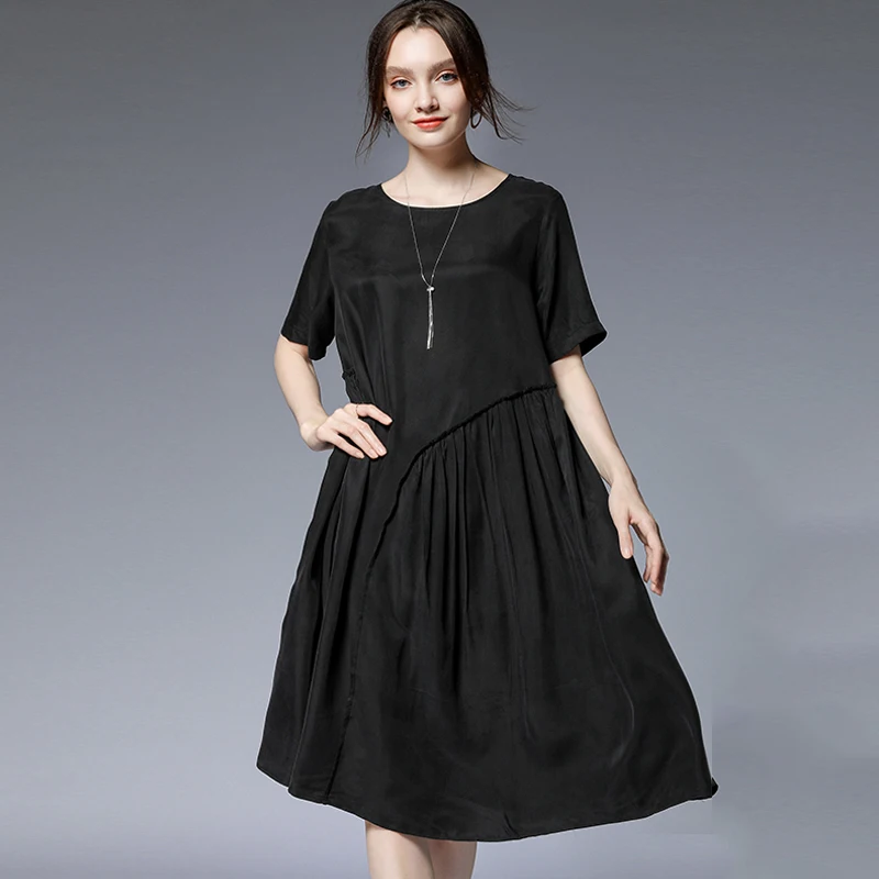 Female Summer Work Beach Black Pink Fashion Dresses Plus Size 2020 Woman Khaki Solid Casual Oversized Party Loose Elegant Dress | Женская