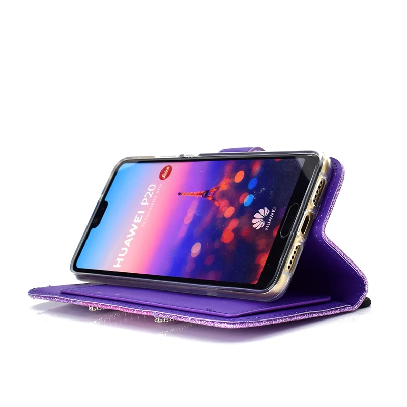 Чехол-Кошелек KEFO Bling с блестками для Huawei P20 Pro откидной зеркальный чехол со