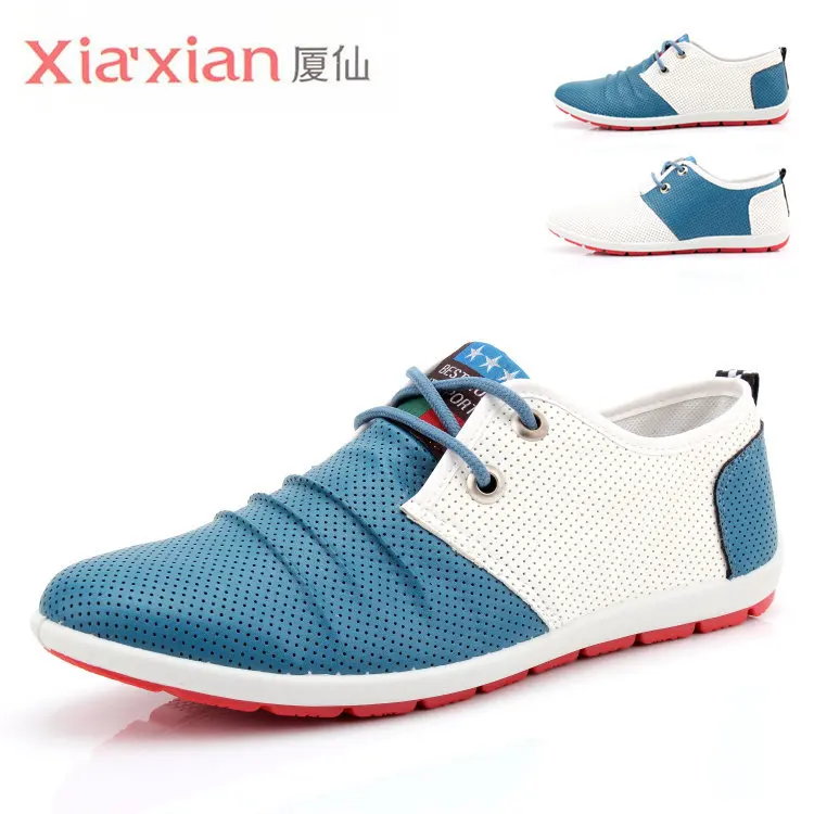 White male summer casual leather Men breathable shoes trend plus size commercial single 2014 | Обувь