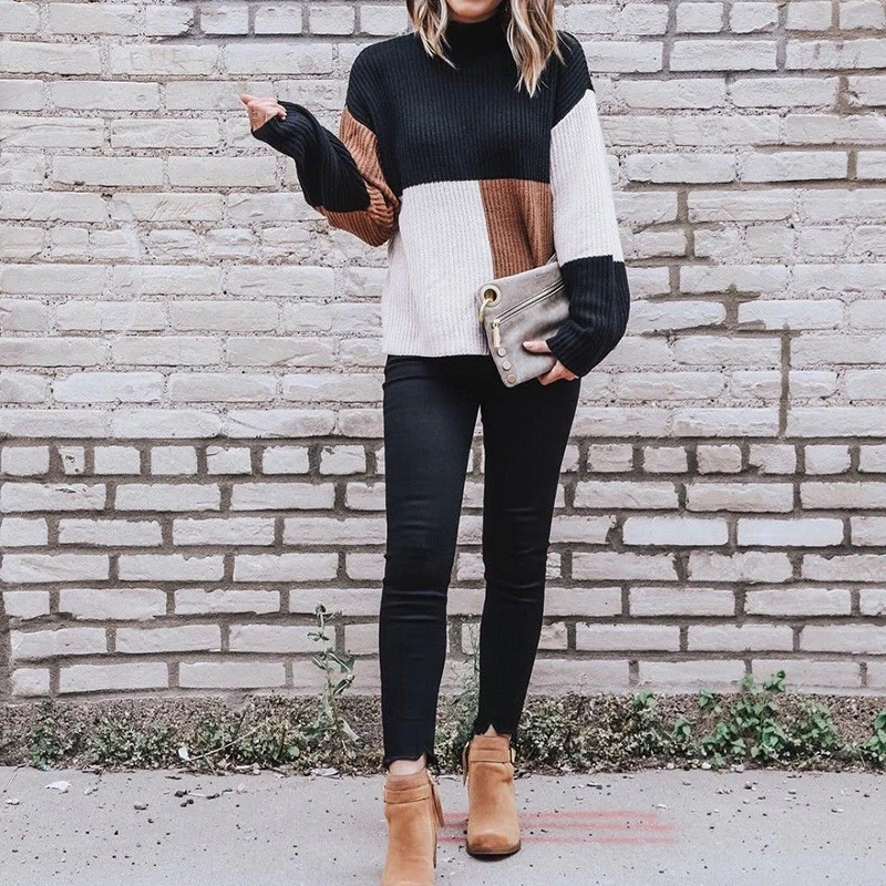 New Women Sweater Knit Crochet Patchwork Ladies Keep Warm Loose Female Long Sleeve Jumper Casual Pullover | Женская одежда