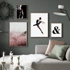 Картина с изображением обнаженной женщины, розового леса, с надписью Be Your Self, в скандинавском стиле, настенная живопись, настенные картины для декора гостиной