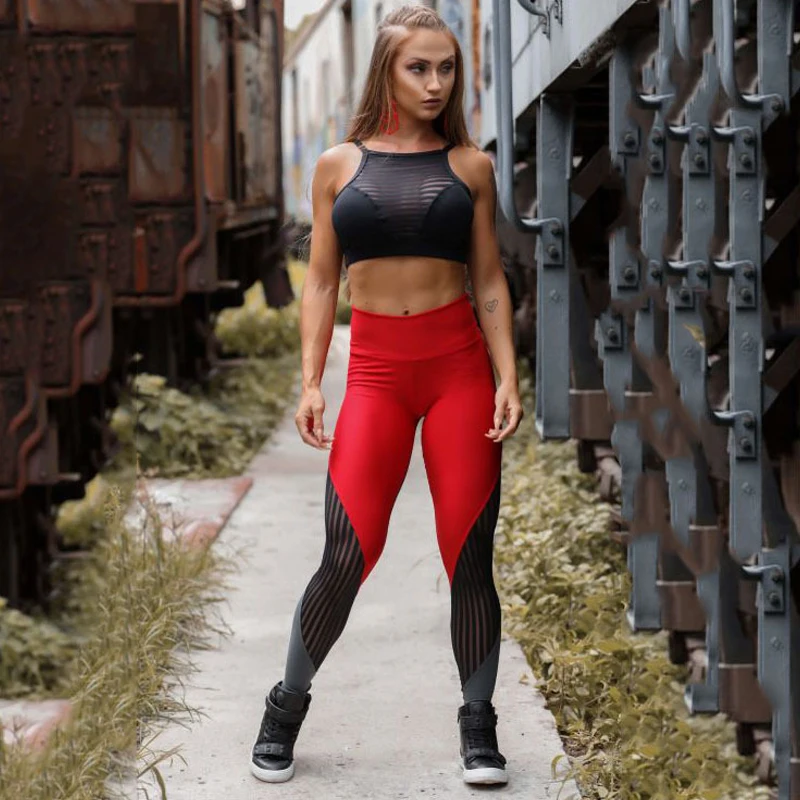Women High Waist Fitness Leggings Femninia Mesh Perspective Jegging Push Up Female Trousers Sexy Workout Legging | Женская одежда