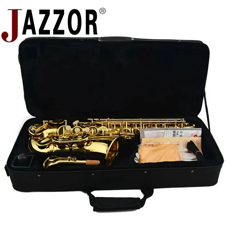 Профессиональный альт-саксофон JAZZOR JYAS-E100G E плоский с бакелитовым мундштуком