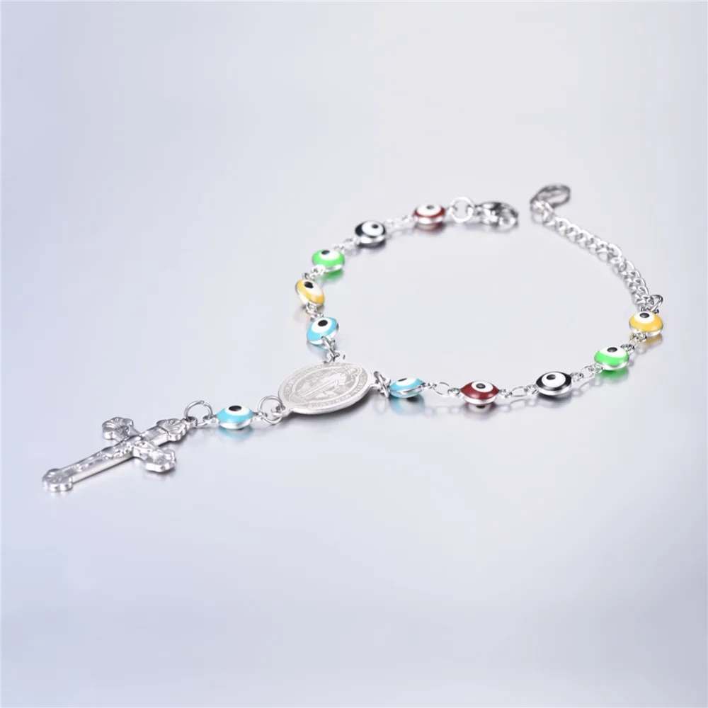 U7 Красочные Сглаза Ожерелье Браслет С Подвеской Креста Ювелирный Набор Для