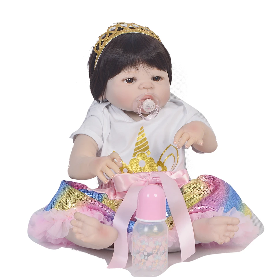 

55cm FULL Silicone Vinyl Reborn Baby Dolls For Girls Realistic Bebe boneca Reborn Doll menina Accompany Toy Birthday Gift