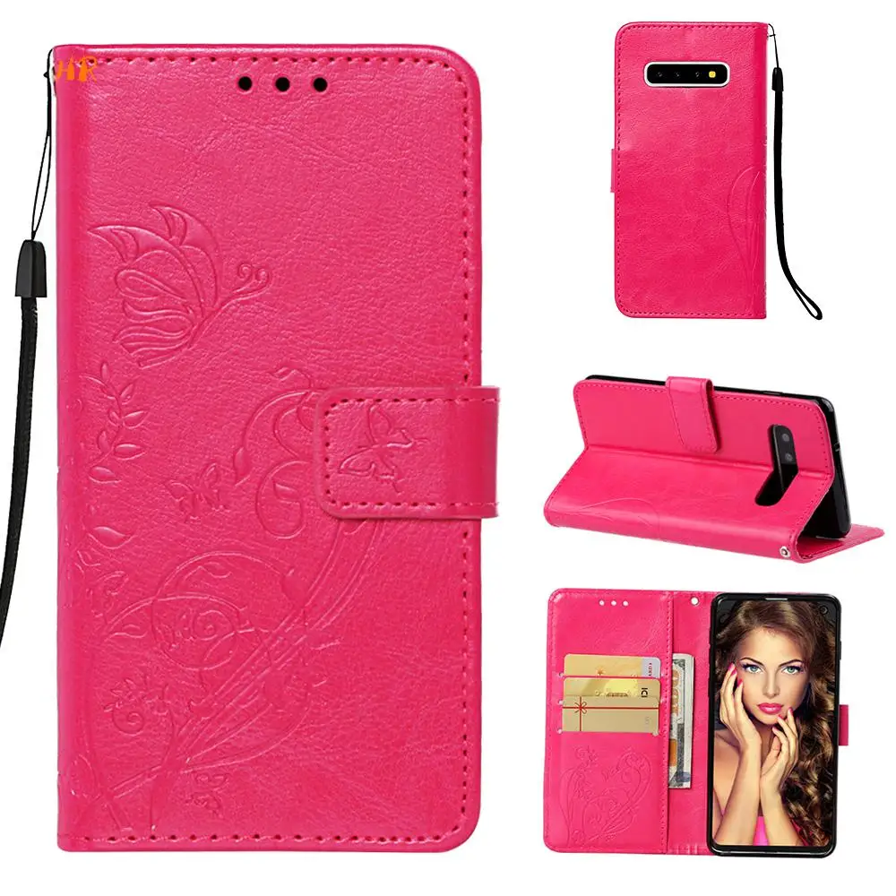 Кожаный чехол для samsung Galaxy J4 J6 A6 A7 A750 Fundas S10 S10e Plus чехол-книжка с бабочкой кошелек