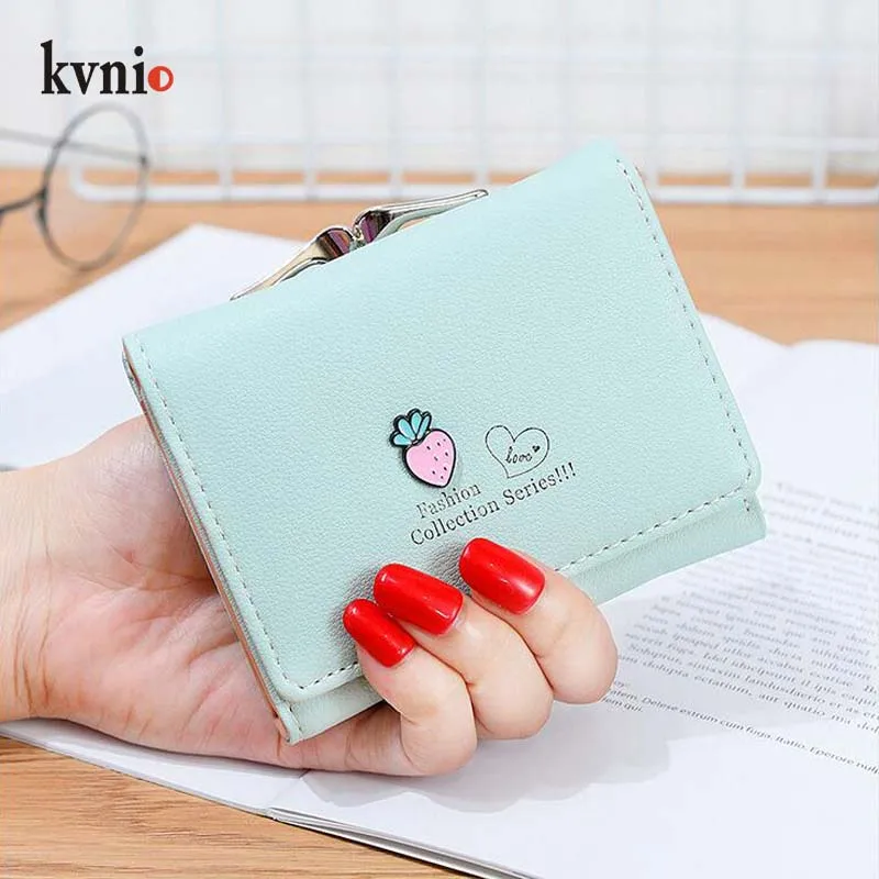 KVNIO 2018 маленький кошелек для карт женский с украшением в виде клубники корейский