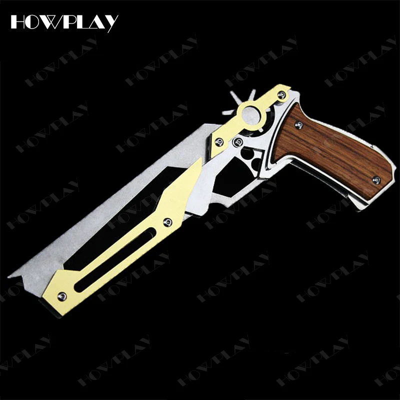 HowPlay пистолет с резиновой лентой Металлический Игрушечный Пистолет деревянная