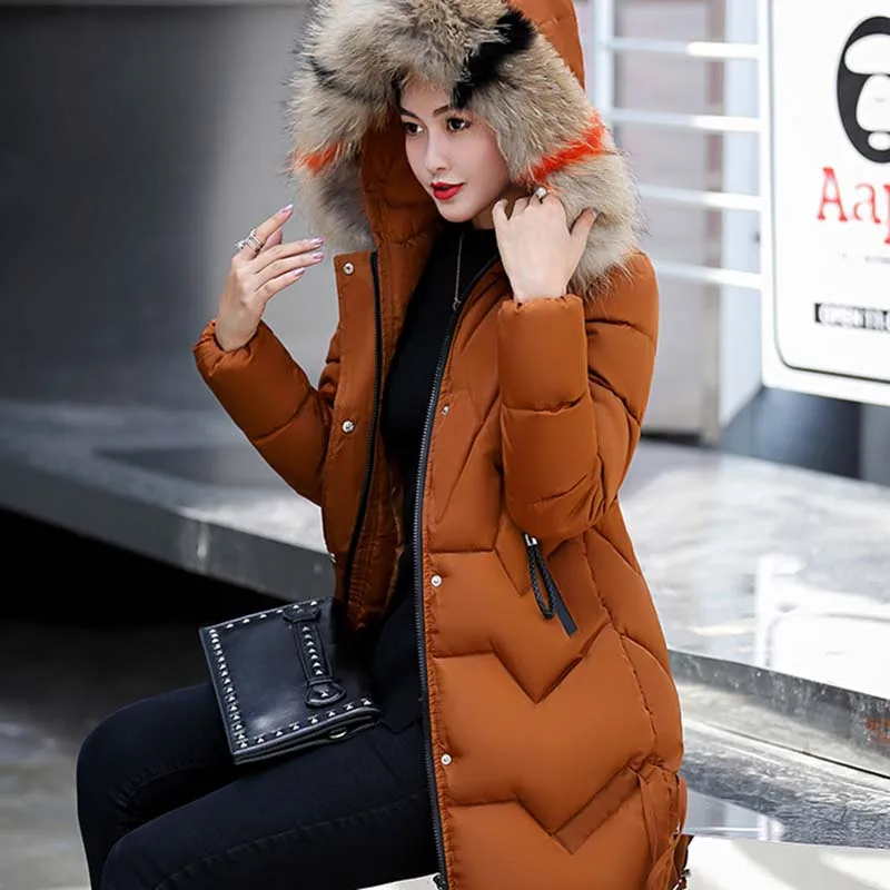 Зимняя верхняя одежда Модное теплое женское пуховое хлопковое пальто с