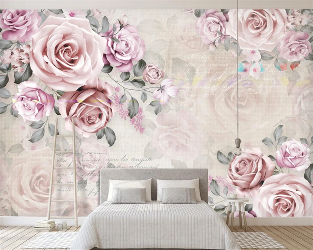 

Beibehang Custom wallpaper home decor mural European retro roses TV background wall living room bedroom mural 3d wallpaper mural