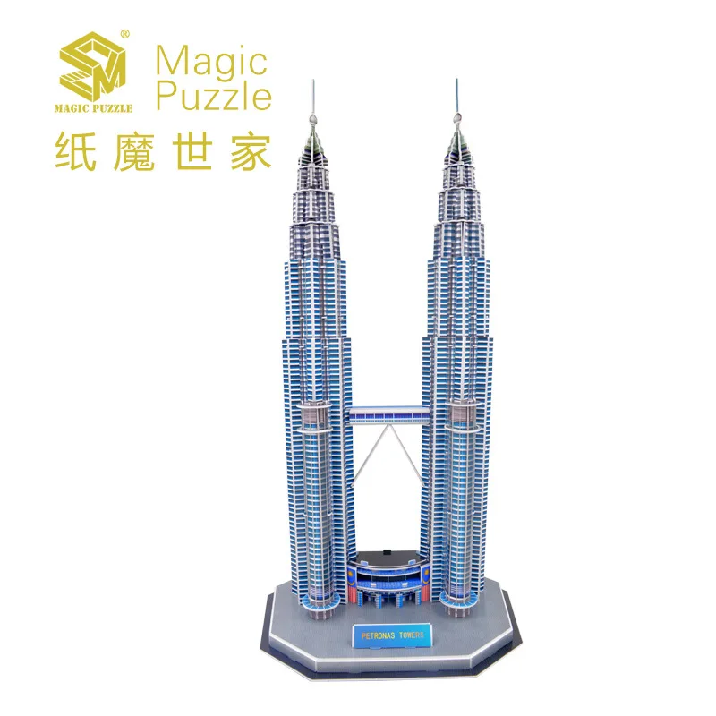 Candice guo! magic puzzle 3D paper model DIY assemble toy famous Malaysia Petronas twin tower birthday Christmas gift 1pc | Игрушки и