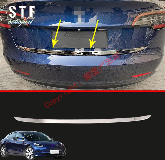 

Stainless Steel Rear Trunk Lid Below Lip Cover Trim For Tesla Model 3 2017 2018 2019