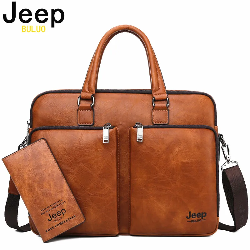 Мужской брендовый портфель JEEP BULUO вместительная кожаная повседневная сумка на