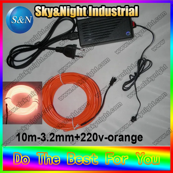 Отлично! Гибкая неосветильник световая Электролюминесцентная трубка 10 м с инвертором 22ov (доступны десять цветов) + бесплатная доставка