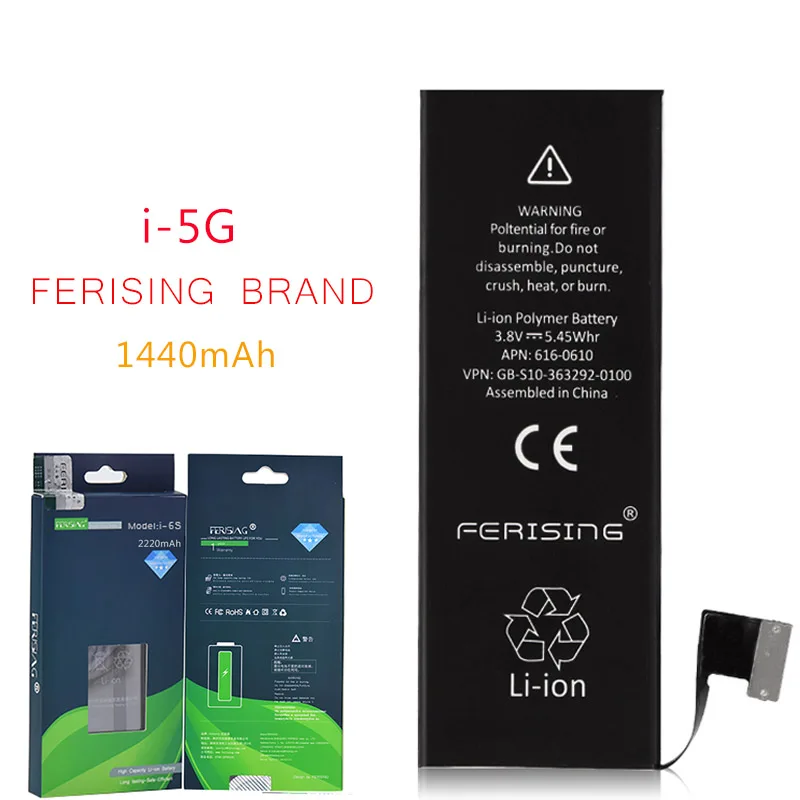 Оптовая продажа (сделано в 2020) FERISING Новый OEM телефон батарея для iPhone 5 5G