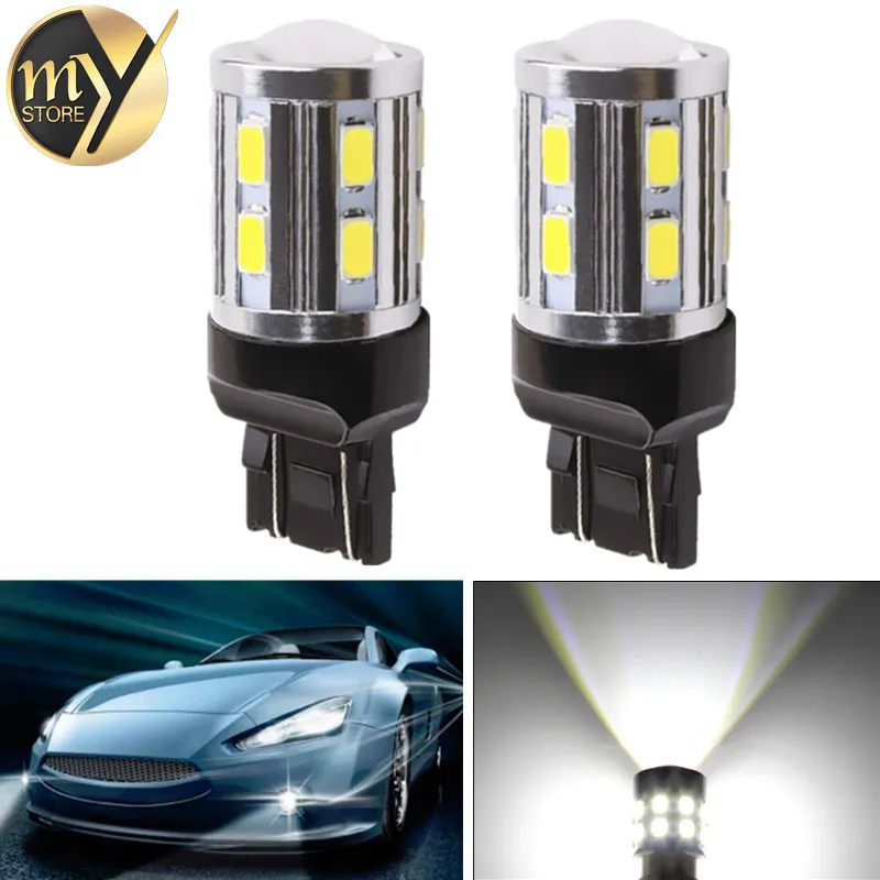 20 шт. 7443 7440 Светодиодные Автомобильные лампы 12 SMD 5730 Ксеноновые белые W21/5 Вт 5