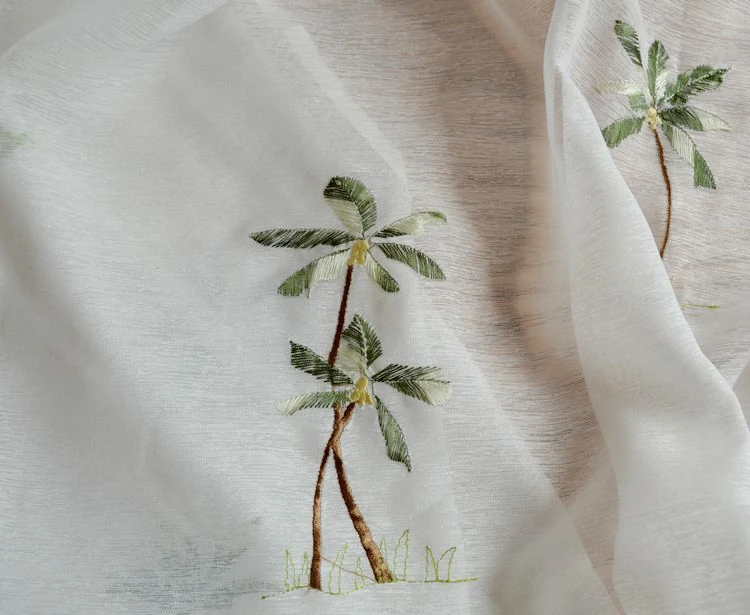 Белая короткая занавеска для кухни из пеньковой ткани с вышивкой треугольная