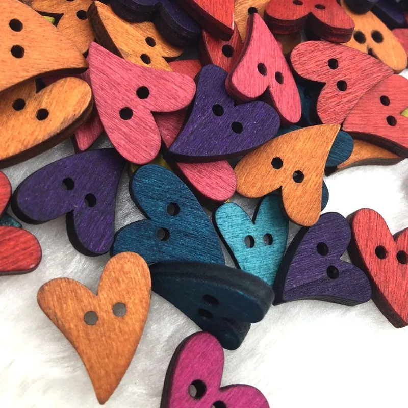 50/100 шт./набор деревянные пуговицы для рукоделия|buttons buttons|craft scrapbookheart shape buttons |