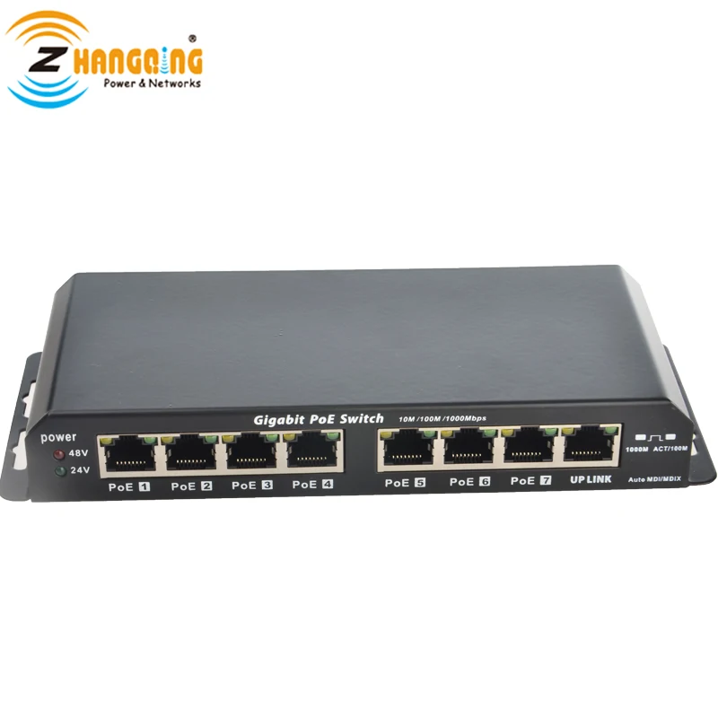 7+1 Port 10/100/1000Mbps Passive Gigabit PoE Switch 802.3af or 24V For IP Camera, VOIP Phone, WiFi Access Point, MikroTik