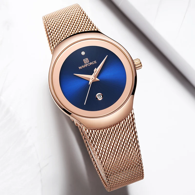 

Women Watch Top Brand NAVIFORCE Fashion Casual Ladies Quartz Wristwatch Stainless Steel Mesh Dress Girl Clock Relogio Feminino