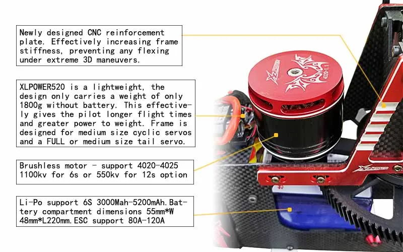 XLPower 520 RC Вертолет Комплект 6CH RC вертолет с безлетным Systerm