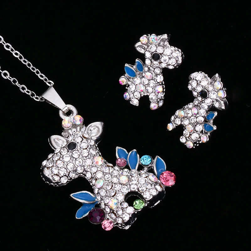Fashion Fawn Design Jewelry Sets High Quality Zinc Alloy Crystal Necklace Earring Set Wedding Lovely Animal sn-005 | Украшения и