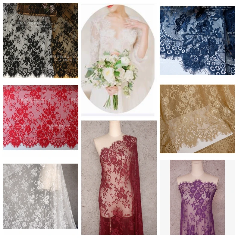 Высококачественная французская кружевная ткань 3 метра с ресничками сделай сам