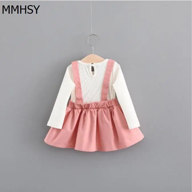 MMHSY 2017 Baby Girl clothing Sets kids 2PCS Cute Shirt+suspender skirt girl outfits for school girls 2017111700171603 |