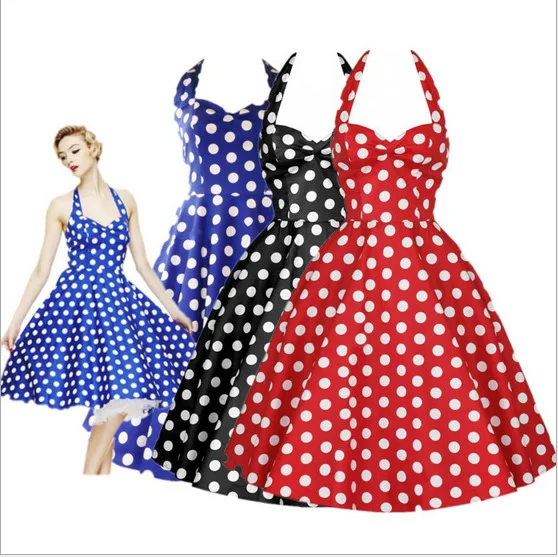 Женское винтажное платье hepbern в ретро стиле большие качели горошек рокабили с