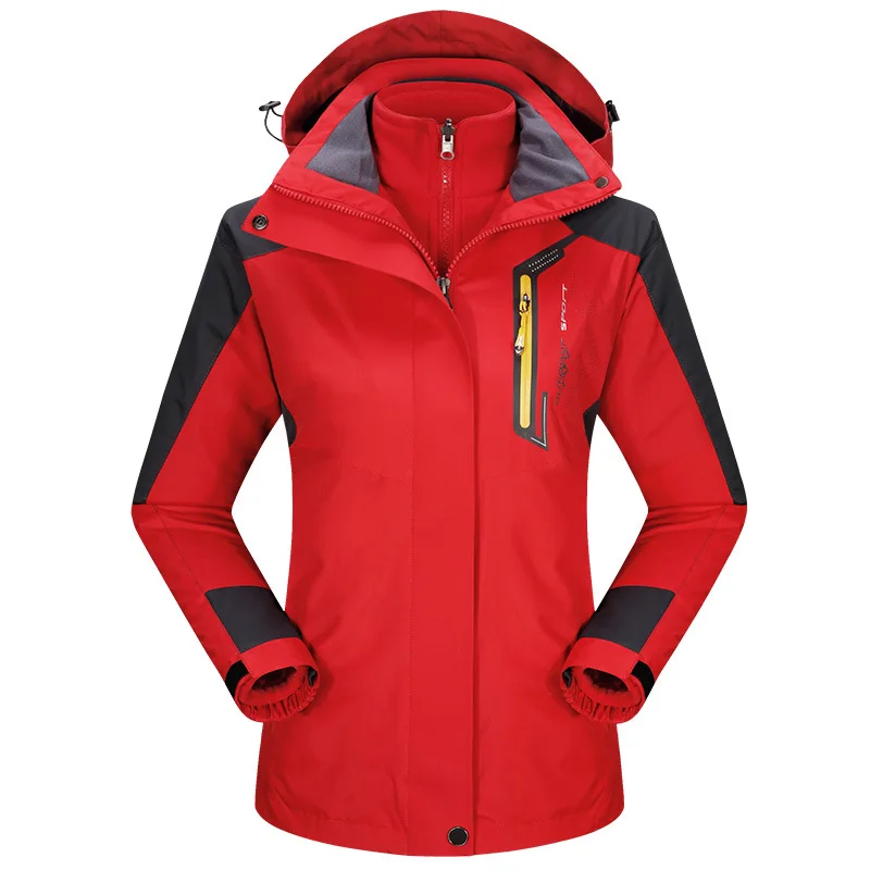 Red Mountainskin 3in1 для женщин зимние теплые флисовые куртки флисовая ветровка открытый туризм; Кемпинг Лыжный спорт пальто для рыбалки VB063 - Цвет: Red