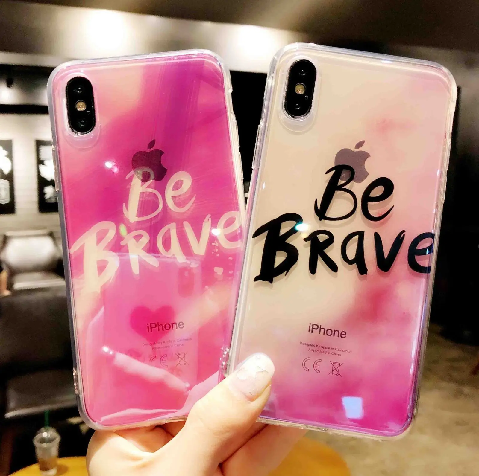 Shockproof Laser Blu-Ray Transparent Clear Patterned Word Glossy Slim Soft Silicon Rubber Case Cover for IPhone X 6s 7 8 Plus |