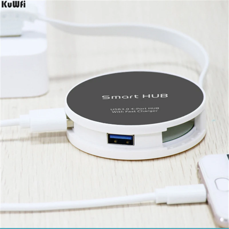 KuWFi usb хаб мульти 4 Порты круговой тонкий высокого Скорость сплиттера для ноутбука