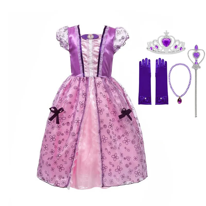 Dresss Set 03 VOGUEON/костюм принцессы Софии для девочек; нарядная одежда с короткими рукавами и молнией сзади; детская одежда для дня рождения на Хэллоуин - Цвет: Dresss Set 03
